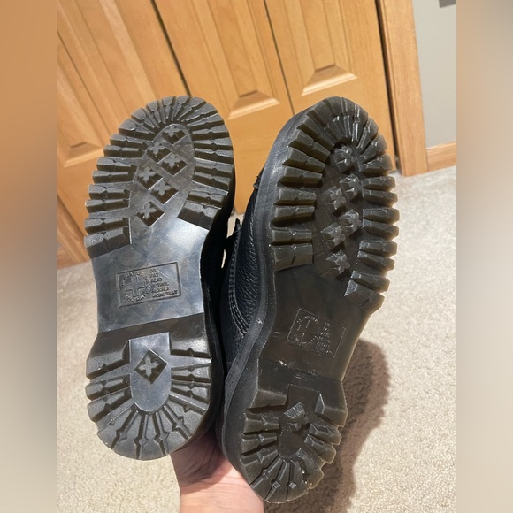 Women’s Dr. Martens Sinclair Black Leather Combat Boots with Yellow Stitching - Picture 5 of 7